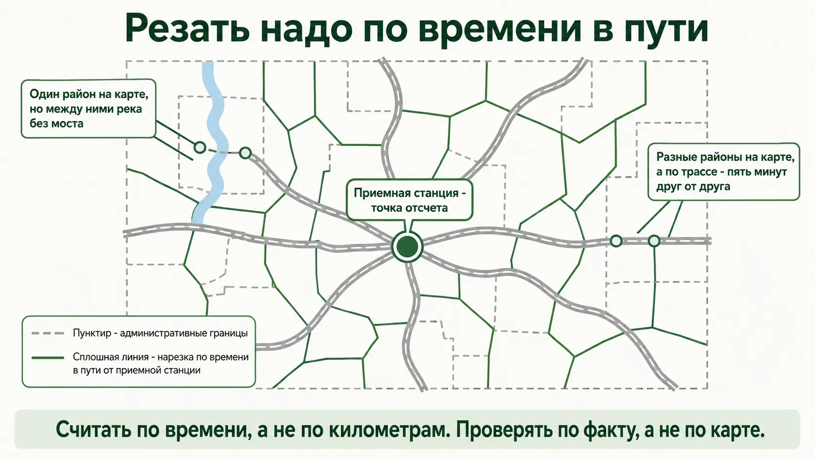 Районы нарезаются по времени в пути, а не по административным границам