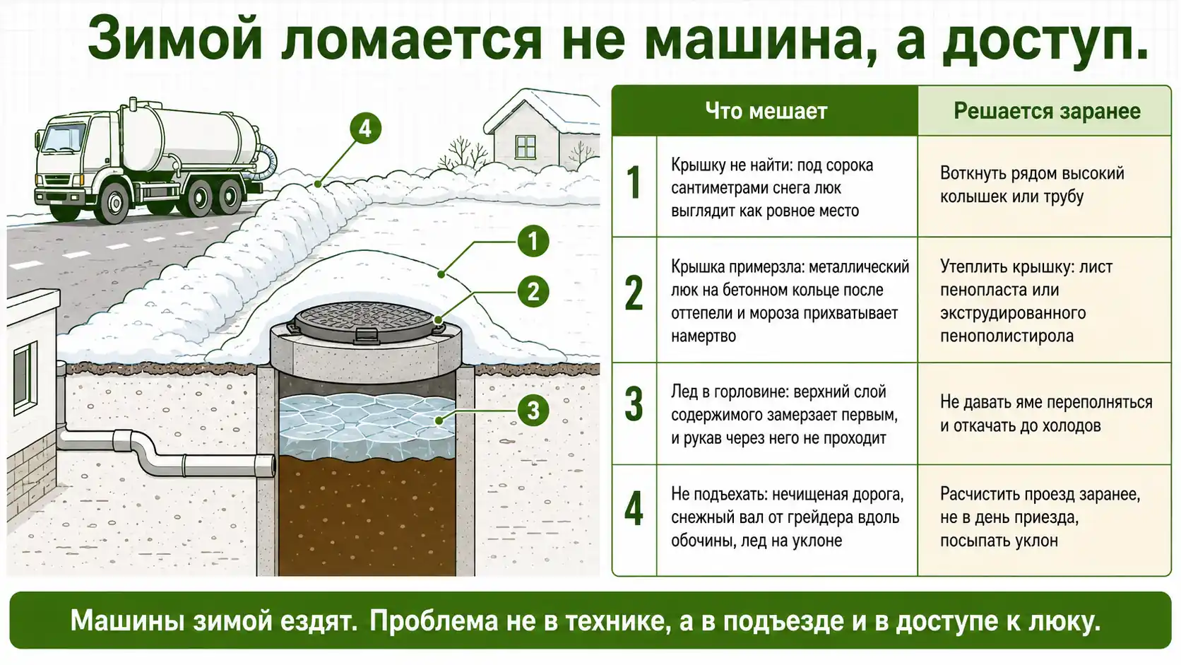 Что зимой мешает откачать яму