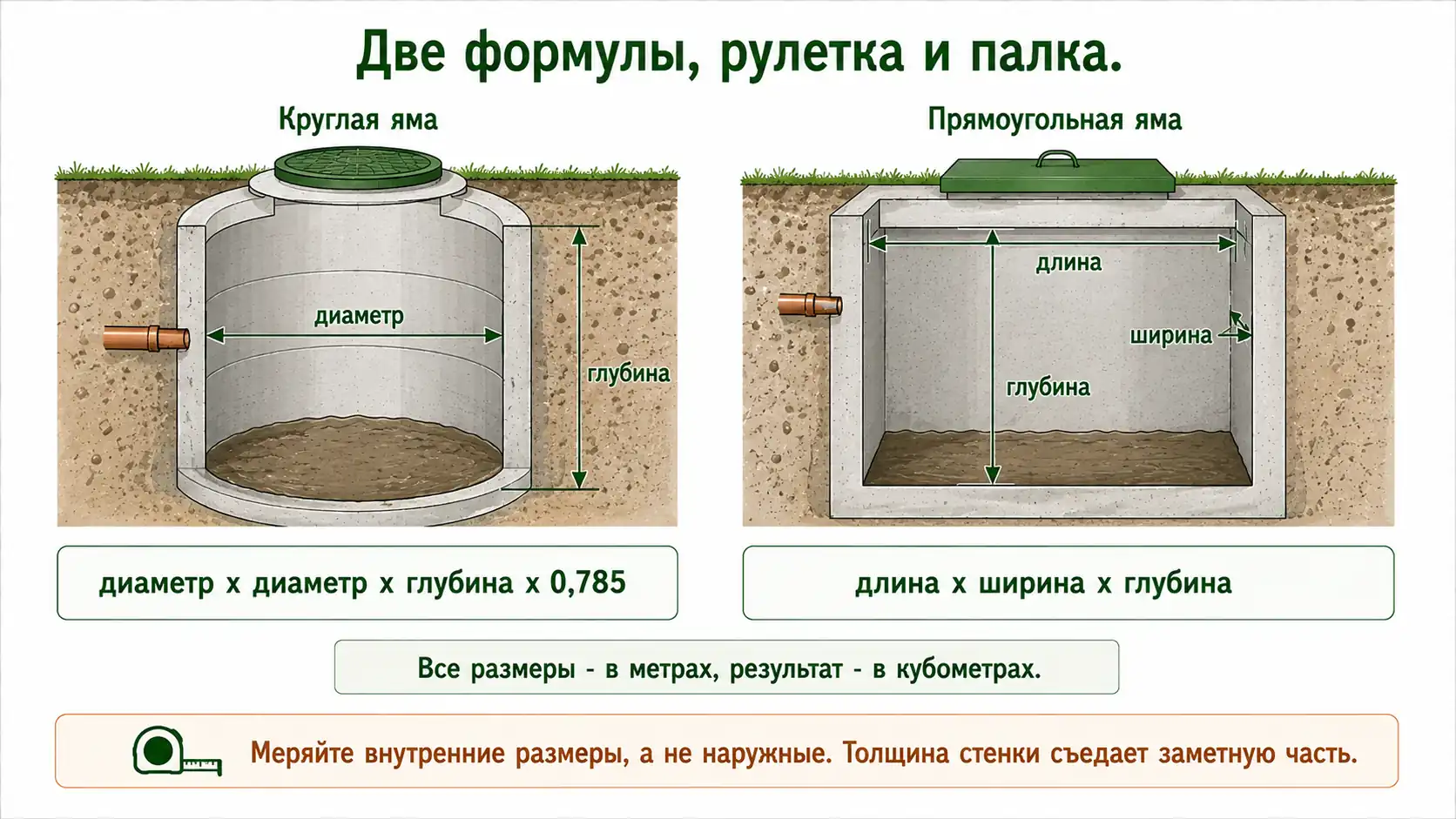 Как измерить круглую и прямоугольную яму